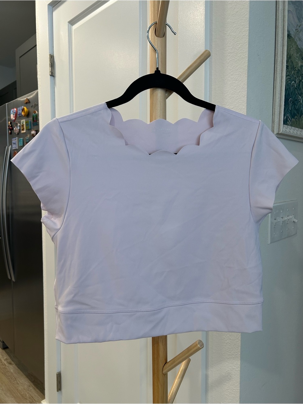 aerie Lavender Scallop-Neck Crop Top
